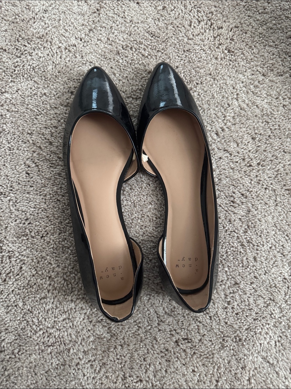 a new day Black Patent Pointed-Toe Flats